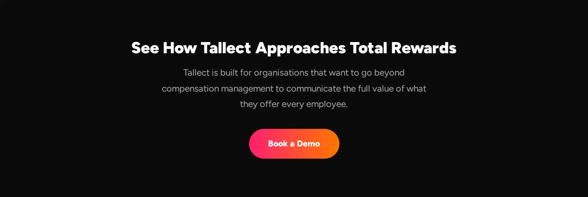 A banner inviting readers to see how Tallect approaches total rewards and book a demo