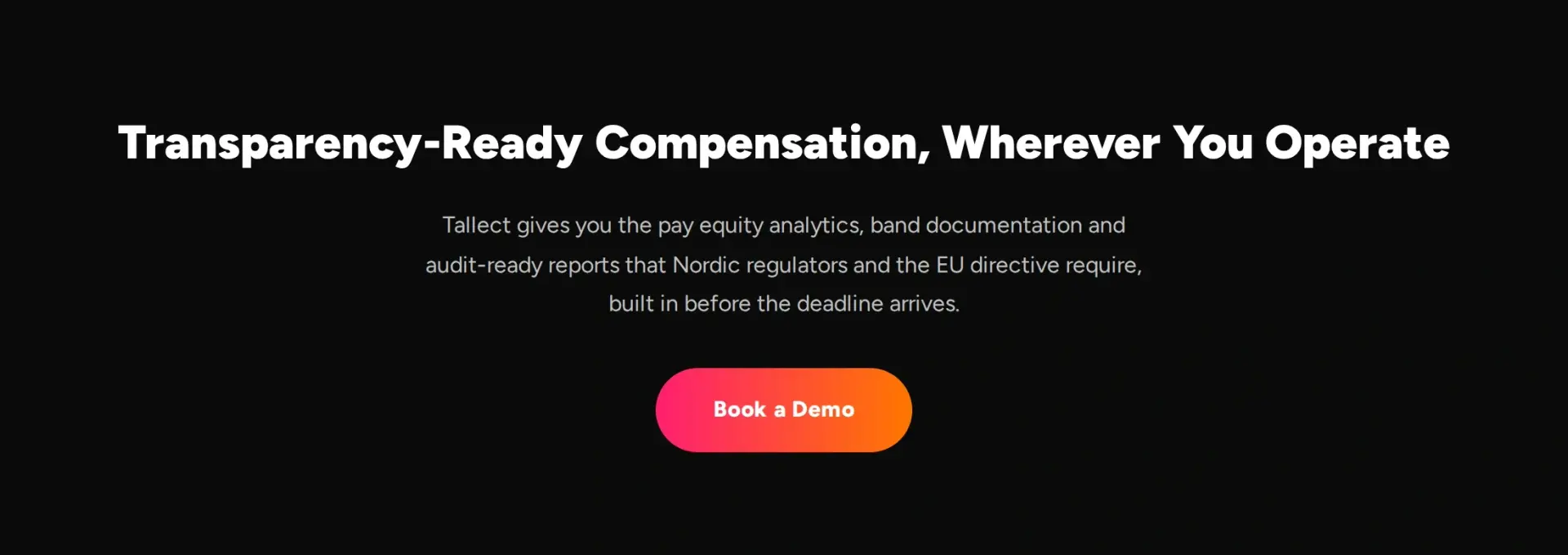 Transparency-ready compensation, wherever you operate, with a Book a Demo button