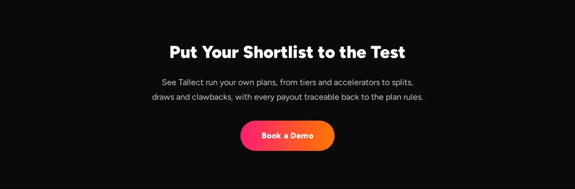 Call to action reading "Put Your Shortlist to the Test" with a Book a Demo button.